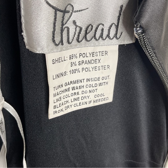 Dessy Group Thread Square Neck Satin A-Line Front Slit Black Maxi Dress NWT Lge - Picture 8 of 12